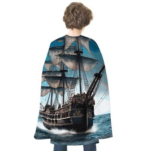 BVNMT Piratenschiff bedruckter Umhang, Unisex, Erwachsenenkostüm, Einheitsgröße (1 Stück) – ideal für Cosplay, Partys und mehr von BVNMT