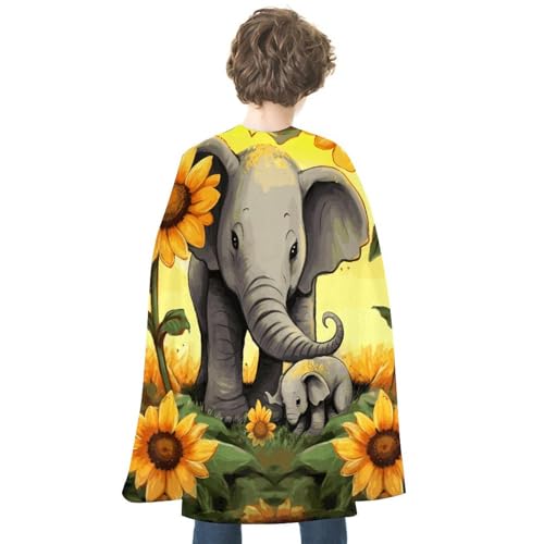 BVNMT Umhang mit Elefanten-Sonnenblumen-Motiv, Unisex, für Erwachsene, Einheitsgröße (1 Stück) – ideal für Cosplay, Partys und mehr von BVNMT
