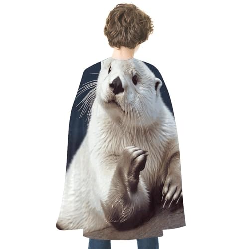BVNMT Weißer Otter bedruckter Umhang, Unisex, Erwachsenenkostüm, Einheitsgröße (1 Stück) – ideal für Cosplay, Partys und mehr von BVNMT