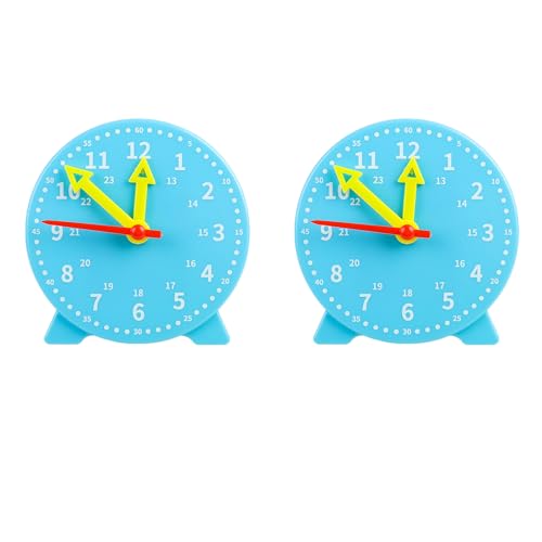 BVSRCP Lernuhr Kinder 2 Stück Blau Lernuhr Student Learning Clock,Zeitunterrichts Und Demonstrationsuhrmodell 24-Stunden-Schüleruhr Für Hilfe Kinder Lern Kinder in Der Frühen Bildung von BVSRCP