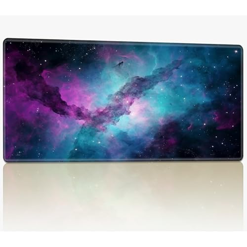 Für MTG Spielmatte mit genähten Kanten, 61 x 35,6 cm, genähte TCG-Karten-Spielmatte, Commander, Brettspiel-Matten, glatte Gummi-Oberfläche, Kampfspiel, Schreibtischmatte, Weltraum-Galaxie von BWEGRHE
