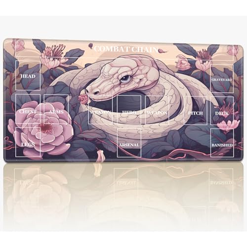 Neue Playmat mit Zonen für CCG MTG Sammelkartenspiel, 61 x 35,6 cm, genähte TCG-Karten-Spielmatte, Commander, Brettspiel-Matten, glatte Gummi-Oberfläche, Kampfspiel, Schreibtischmatte, Schlangenrosa von BWEGRHE