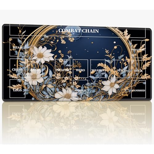 Neue Playmat mit Zonen für CCG MTG Sammelkartenspiel, 61 x 35,6 cm, genähte TCG-Kartenspielmatte, Commander, Brettspiel-Matten, glatte Gummi-Oberfläche, Kampfspiel, Schreibtischmatte, Blumenmond von BWEGRHE