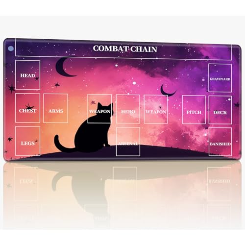 Neue Playmat mit Zonen für CCG MTG Sammelkartenspiel, 61 x 35,6 cm, genähte TCG-Kartenspielmatte, Commander, Brettspiel-Matten, glatte Gummi-Oberfläche, Kampfspiel, Schreibtischmatte, Katze, violetter von BWEGRHE