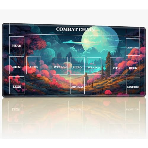 Neue Playmat mit Zonen für CCG MTG Sammelkartenspiel, 61 x 35,6 cm genähte TCG-Kartenspielmatte, Commander, Brettspiel-Matten, glatte Gummi-Oberfläche, Kampfspiel, Schreibtischmatte, Fantasiewald, von BWEGRHE