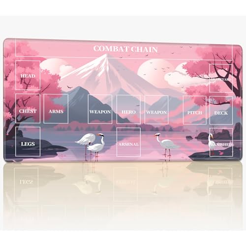 Neue Spielmatte mit Zonen für CCG MTG Sammelkartenspiel, 61 x 35,6 cm, genähte TCG-Karten-Spielmatte, Commander, Brettspiel-Matten, glatte Gummi-Oberfläche, Kampfspiel, Schreibtischmatte, Mount Fuji von BWEGRHE