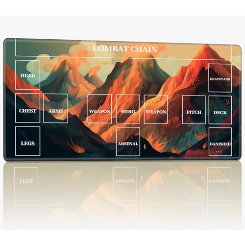 Neue Spielmatte mit Zonen für CCG MTG Sammelkartenspiel, 61 x 35,6 cm, genähte TCG-Kartenspielmatte, Commander, Brettspiel-Matten, glatte Gummi-Oberfläche, Kampfspiel, Schreibtischmatte, Berghimmel von BWEGRHE