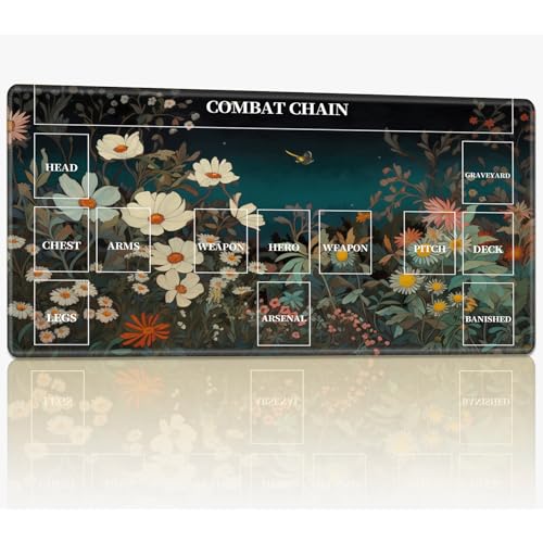 Neue Spielmatte mit Zonen für CCG MTG Sammelkartenspiel, 61 x 35,6 cm, genähte TCG-Kartenspielmatte, Commander, Brettspiel-Matten, glatte Gummi-Oberfläche, Kampfspiel, Schreibtischmatte, Gartenblumen von BWEGRHE