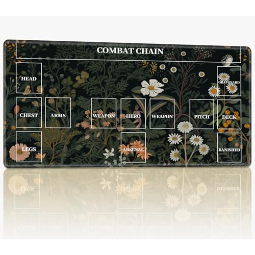 Neue Spielmatte mit Zonen für CCG MTG Sammelkartenspiel, 61 x 35,6 cm, genähte TCG-Kartenspielmatte, Commander, Brettspiel-Matten, glatte Gummi-Oberfläche, Kampfspiel, Schreibtischmatte, Retro-Blume von BWEGRHE