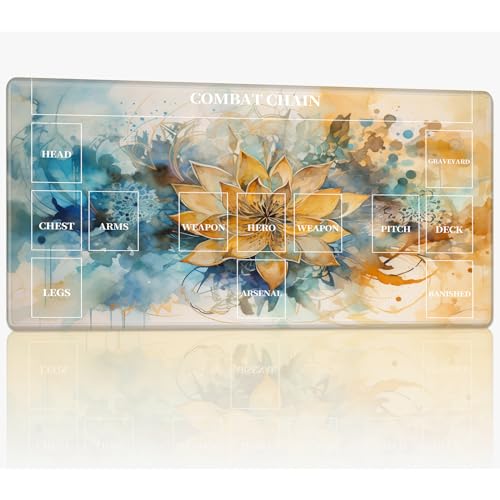 Neue Spielmatte mit Zonen für CCG MTG Sammelkartenspiel, 61 x 35,6 cm genähte TCG-Kartenspielmatte, Commander, Brettspiel-Matten, glatte Gummi-Oberfläche, Kampfspiel, Schreibtischmatte, Tintenmalerei von BWEGRHE