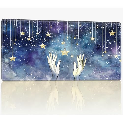 Playmat für MTG, TCG-Karten-Spielmatte mit genähten Kanten, 61 x 35,6 cm, Commander Board Battle Game Matten, glatte Gummi-Oberfläche, Mauspad, Schreibtischmatte, Sternenhände von BWEGRHE