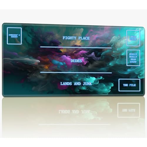 Playmat mit Magic Zone für MTG-Sammelkartenspiel, 61 x 35,6 cm, genähte TCG-Karten-Spielmatte, Commander, Brettspiel-Matten, glatte Gummi-Oberfläche, Kampfspiel, Schreibtischmatte, Farbnebel von BWEGRHE