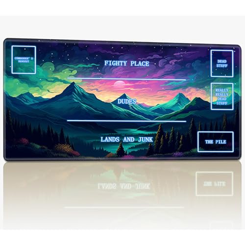 Playmat mit Magic Zone für MTG-Sammelkartenspiel, 61 x 35,6 cm, genähte TCG-Kartenspielmatte, Commander, Brettspiel-Matten, glatte Gummi-Oberfläche, Kampfspiel, Schreibtischmatte, bunte Landschaft am Playmat mit Magic Zone für MTG-Sammelkartenspiel, 61 x 35,6 cm, genähte TCG-Kartenspielmatte, Commander, Brettspiel-Matten, glatte Gummi-Oberfläche, Kampfspiel, Schreibtischmatte, bunte Landschaft am von BWEGRHE