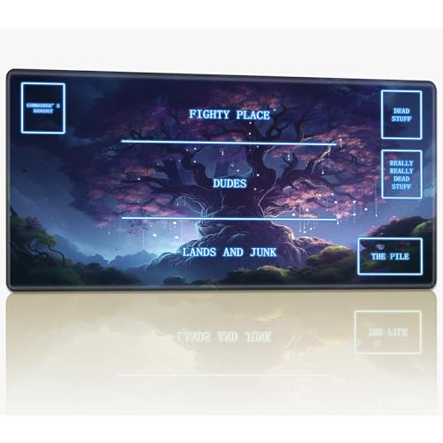 Playmat mit Magic Zone für MTG-Sammelkartenspiel, 61 x 35,6 cm, genähte TCG-Kartenspielmatte, Commander, Brettspiel-Matten, glatte Gummi-Oberfläche, Kampfspiel, Schreibtischmatte, lila Glitzerbaum Playmat mit Magic Zone für MTG-Sammelkartenspiel, 61 x 35,6 cm, genähte TCG-Kartenspielmatte, Commander, Brettspiel-Matten, glatte Gummi-Oberfläche, Kampfspiel, Schreibtischmatte, lila Glitzerbaum von BWEGRHE