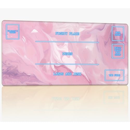 Playmat mit Magic Zone für MTG Sammelkartenspiel, 61 x 35,6 cm, genähte TCG-Kartenspielmatte, Commander, Brettspiel-Matten, glatte Gummi-Oberfläche, Kampfspiel, Schreibtischmatte, rosa Marmor Playmat mit Magic Zone für MTG Sammelkartenspiel, 61 x 35,6 cm, genähte TCG-Kartenspielmatte, Commander, Brettspiel-Matten, glatte Gummi-Oberfläche, Kampfspiel, Schreibtischmatte, rosa Marmor von BWEGRHE