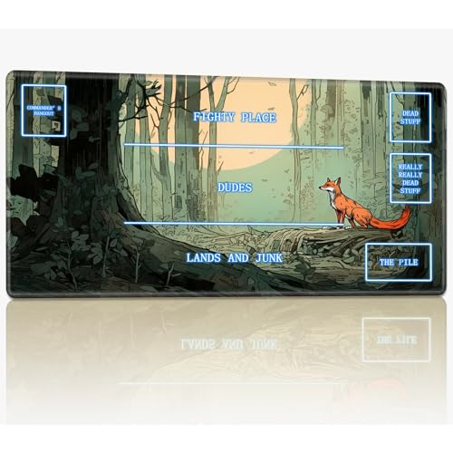 Playmat mit Magic Zone für MTG Sammelkartenspiel, 61 x 35,6 cm genähte TCG-Kartenspielmatte, Commander, Brettspiel-Matten, glatte Gummi-Oberfläche, Kampfspiel, Schreibtischmatte, Fuchs im Wald Playmat mit Magic Zone für MTG Sammelkartenspiel, 61 x 35,6 cm genähte TCG-Kartenspielmatte, Commander, Brettspiel-Matten, glatte Gummi-Oberfläche, Kampfspiel, Schreibtischmatte, Fuchs im Wald von BWEGRHE