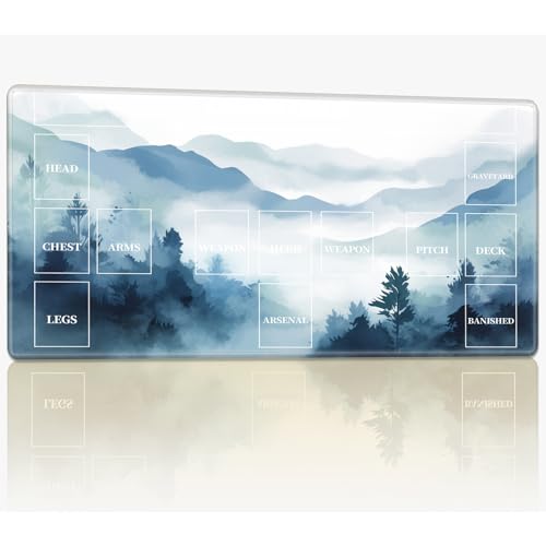 Playmat mit Zonen für CCG MTG Sammelkartenspiel, 61 x 35,6 cm, genähte TCG-Karten-Spielmatte, Commander, Brettspiel-Matten, glatte Gummi-Oberfläche, Kampfspiel, Schreibtischmatte, Aquarell-Landschaft von BWEGRHE