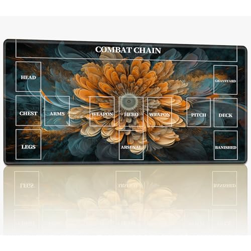 Playmat mit Zonen für CCG MTG Sammelkartenspiel, 61 x 35,6 cm, genähte TCG-Karten-Spielmatte, Commander, Brettspiel-Matten, glatte Gummi-Oberfläche, Kampfspiel, Schreibtischmatte, Fraktale Blumen von BWEGRHE