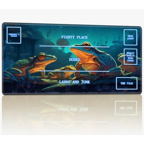 Playmat with Magic Zone for MTG Trading Card Game, 61.0 cmx35.6 cm Stitched TCG Card Play Mat Commander Board Game Mats Smooth Rubber Surface Battle Game Desk Mat, Fantasy Green Frog Playmat with Magic Zone for MTG Trading Card Game, 61.0 cmx35.6 cm Stitched TCG Card Play Mat Commander Board Game Mats Smooth Rubber Surface Battle Game Desk Mat, Fantasy Green Frog von BWEGRHE