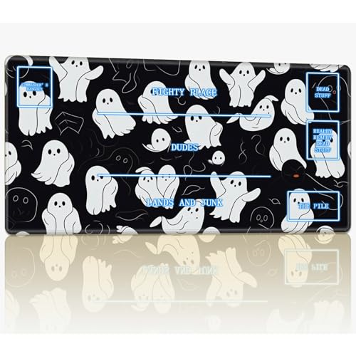 Playmat with Magic Zone for MTG Trading Card Game, 61.0 cmx35.6 cm Stitched TCG Card Play Mat Commander Board Game Mats Smooth Rubber Surface Battle Game Desk Mat, Halloween Cute Ghost Playmat with Magic Zone for MTG Trading Card Game, 61.0 cmx35.6 cm Stitched TCG Card Play Mat Commander Board Game Mats Smooth Rubber Surface Battle Game Desk Mat, Halloween Cute Ghost von BWEGRHE