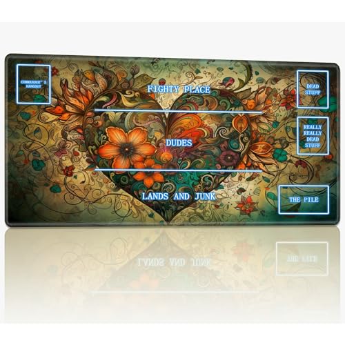 Playmat with Magic Zone for MTG Trading Card Game, 61.0 cmx35.6 cm Stitched TCG Card Play Mat Commander Board Game Mats Smooth Rubber Surface Battle Game Desk Mat, Heart Flowers Art Playmat with Magic Zone for MTG Trading Card Game, 61.0 cmx35.6 cm Stitched TCG Card Play Mat Commander Board Game Mats Smooth Rubber Surface Battle Game Desk Mat, Heart Flowers Art von BWEGRHE