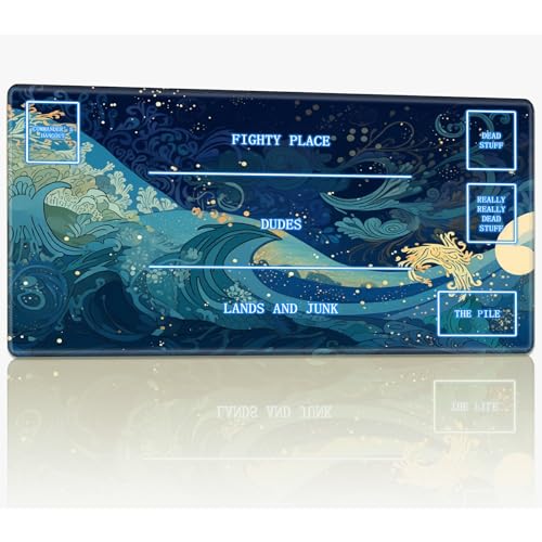 Playmat with Magic Zone for MTG Trading Card Game, 61.0 cmx35.6 cm Stitched TCG Card Play Mat Commander Board Game Mats Smooth Rubber Surface Battle Game Desk Mat, Wavy Waves Playmat with Magic Zone for MTG Trading Card Game, 61.0 cmx35.6 cm Stitched TCG Card Play Mat Commander Board Game Mats Smooth Rubber Surface Battle Game Desk Mat, Wavy Waves von BWEGRHE