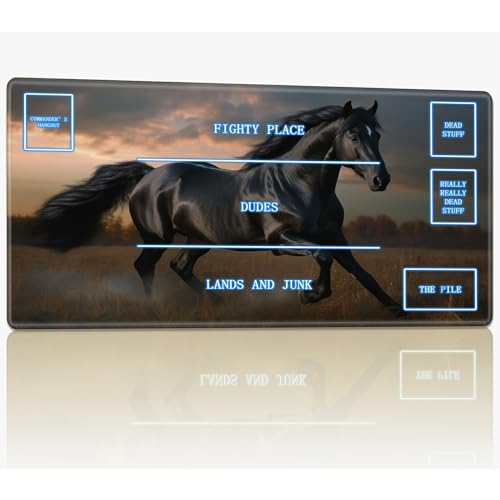Playmat with Magic Zone for MTG Trading Card Game, 61.0 cmx35.6 cm Stitched TCG Card Play Mat Commander Board Game Mats Smooth Rubber Surface Battle Game Desk Mat, Wild Black Horse Playmat with Magic Zone for MTG Trading Card Game, 61.0 cmx35.6 cm Stitched TCG Card Play Mat Commander Board Game Mats Smooth Rubber Surface Battle Game Desk Mat, Wild Black Horse von BWEGRHE