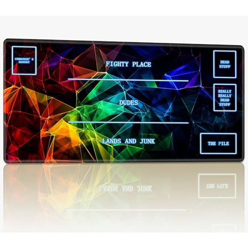Playmat with Magic Zone for MTG Trading Card Game, 61.0 x 35.6 cm Stitched TCG Card Play Mat Commander, Board Game Mats Smooth Rubber Surface Battle Game Desk Mat, Abstract Colorful von BWEGRHE