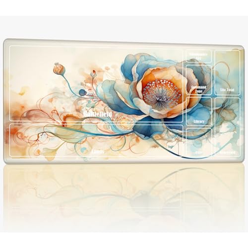Playmat with Zones for MTG Magic The Gathering, 61.0 cmx35.6 cm Stitched TCG Card Play Mat Commmander Board Game Mats Smooth Rubber Surface Battle Game Desk Mat, Abstract Art Flower Playmat with Zones for MTG Magic The Gathering, 61.0 cmx35.6 cm Stitched TCG Card Play Mat Commmander Board Game Mats Smooth Rubber Surface Battle Game Desk Mat, Abstract Art Flower von BWEGRHE