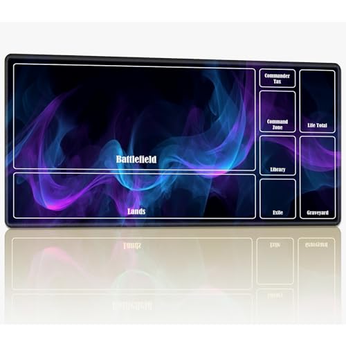 Playmat with Zones for MTG Magic The Gathering, 61.0 cmx35.6 cm Stitched TCG Card Play Mat Commmander Board Game Mats Smooth Rubber Surface Battle Game Desk Mat, Abstract Purple Blue Wave von BWEGRHE