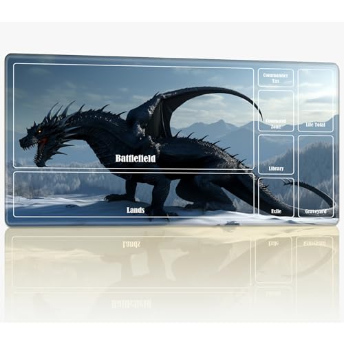 Playmat with Zones for MTG Magic The Gathering, 61.0 cmx35.6 cm Stitched TCG Card Play Mat Commmander Board Game Mats Smooth Rubber Surface Battle Game Desk Mat, Black Dragon Playmat with Zones for MTG Magic The Gathering, 61.0 cmx35.6 cm Stitched TCG Card Play Mat Commmander Board Game Mats Smooth Rubber Surface Battle Game Desk Mat, Black Dragon von BWEGRHE