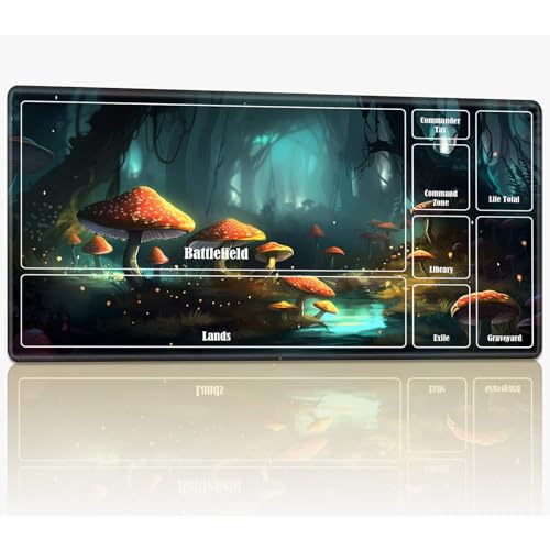 Playmat with Zones for MTG Magic The Gathering, 61.0 cmx35.6 cm Stitched TCG Card Play Mat Commmander Board Game Mats Smooth Rubber Surface Battle Game Desk Mat, Enchanted Forest Glowing Mushroom Playmat with Zones for MTG Magic The Gathering, 61.0 cmx35.6 cm Stitched TCG Card Play Mat Commmander Board Game Mats Smooth Rubber Surface Battle Game Desk Mat, Enchanted Forest Glowing Mushroom von BWEGRHE