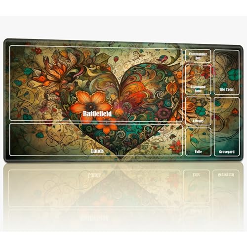 Playmat with Zones for MTG Magic The Gathering, 61.0 cmx35.6 cm Stitched TCG Card Play Mat Commmander Board Game Mats Smooth Rubber Surface Battle Game Desk Mat, Heart Flowers Art Playmat with Zones for MTG Magic The Gathering, 61.0 cmx35.6 cm Stitched TCG Card Play Mat Commmander Board Game Mats Smooth Rubber Surface Battle Game Desk Mat, Heart Flowers Art von BWEGRHE