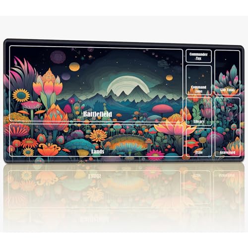 Playmat with Zones for MTG Magic The Gathering, 61.0 cmx35.6 cm Stitched TCG Card Play Mat Commmander Board Game Mats Smooth Rubber Surface Battle Game Desk Mat, Neon Flower Landscape Art Playmat with Zones for MTG Magic The Gathering, 61.0 cmx35.6 cm Stitched TCG Card Play Mat Commmander Board Game Mats Smooth Rubber Surface Battle Game Desk Mat, Neon Flower Landscape Art von BWEGRHE