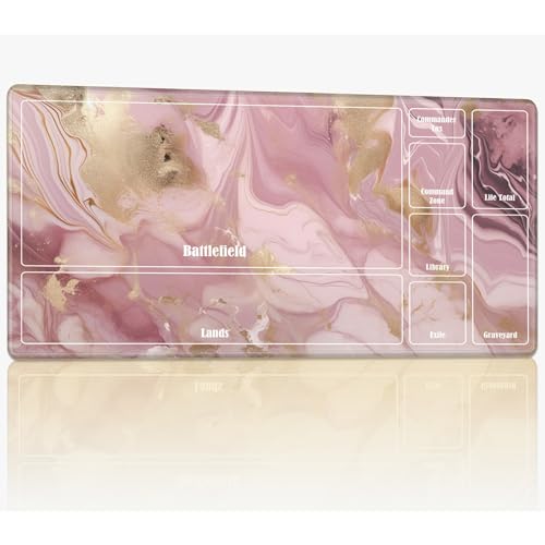 Playmat with Zones for MTG Magic The Gathering, 61.0 cmx35.6 cm Stitched TCG Card Play Mat Commmander Board Game Mats Smooth Rubber Surface Battle Game Desk Mat, Pink Gold Marble Playmat with Zones for MTG Magic The Gathering, 61.0 cmx35.6 cm Stitched TCG Card Play Mat Commmander Board Game Mats Smooth Rubber Surface Battle Game Desk Mat, Pink Gold Marble von BWEGRHE