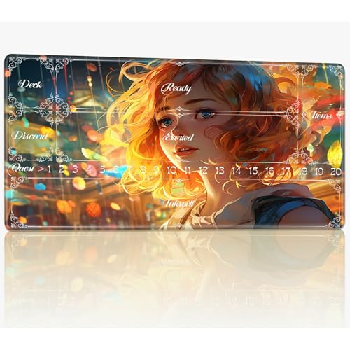 Playmat with Zones for MTG Magic The Gathering, 61.0 cmx35.6 cm Stitched TCG Trading Card Play Mat Commmander Board Game Mats Smooth Rubber Surface Battle Game Desk Mat, Anime Red Hair Girl Playmat with Zones for MTG Magic The Gathering, 61.0 cmx35.6 cm Stitched TCG Trading Card Play Mat Commmander Board Game Mats Smooth Rubber Surface Battle Game Desk Mat, Anime Red Hair Girl von BWEGRHE