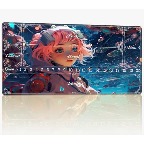 Playmat with Zones for MTG Magic The Gathering, 61.0 cmx35.6 cm Stitched TCG Trading Card Play Mat Commmander Board Game Mats Smooth Rubber Surface Battle Game Desk Mat, Anime Universe Girl Playmat with Zones for MTG Magic The Gathering, 61.0 cmx35.6 cm Stitched TCG Trading Card Play Mat Commmander Board Game Mats Smooth Rubber Surface Battle Game Desk Mat, Anime Universe Girl von BWEGRHE