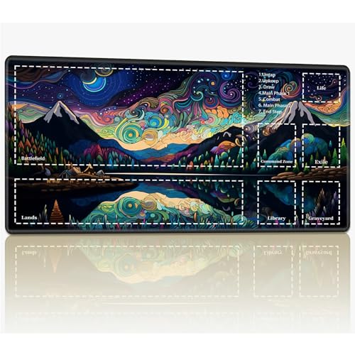Playmat with Zones for MTG Magic The Gathering, 61.0 cmx35.6 cm Stitched TCG Trading Card Play Mat Commmander Board Game Mats Smooth Rubber Surface Battle Game Desk Mat, Art Landscape von BWEGRHE