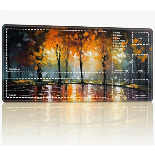 Playmat with Zones for MTG Magic The Gathering, 61.0 cmx35.6 cm Stitched TCG Trading Card Play Mat Commmander Board Game Mats Smooth Rubber Surface Battle Game Desk Mat, Autumn Oil Painting Playmat with Zones for MTG Magic The Gathering, 61.0 cmx35.6 cm Stitched TCG Trading Card Play Mat Commmander Board Game Mats Smooth Rubber Surface Battle Game Desk Mat, Autumn Oil Painting von BWEGRHE