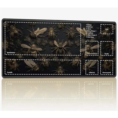 Playmat with Zones for MTG Magic The Gathering, 61.0 cmx35.6 cm Stitched TCG Trading Card Play Mat Commmander Board Game Mats Smooth Rubber Surface Battle Game Desk Mat, Bumblebee von BWEGRHE