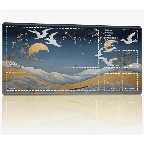 Playmat with Zones for MTG Magic The Gathering, 61.0 cmx35.6 cm Stitched TCG Trading Card Play Mat Commmander Board Game Mats Smooth Rubber Surface Battle Game Desk Mat, Crane Golden Cloud Playmat with Zones for MTG Magic The Gathering, 61.0 cmx35.6 cm Stitched TCG Trading Card Play Mat Commmander Board Game Mats Smooth Rubber Surface Battle Game Desk Mat, Crane Golden Cloud von BWEGRHE