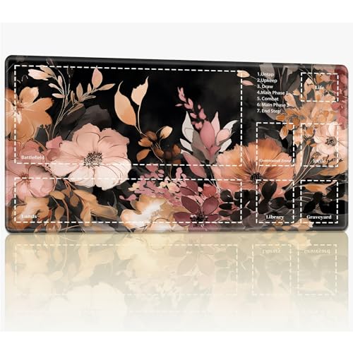 Playmat with Zones for MTG Magic The Gathering, 61.0 cmx35.6 cm Stitched TCG Trading Card Play Mat Commmander Board Game Mats Smooth Rubber Surface Battle Game Desk Mat, Dark Flower Playmat with Zones for MTG Magic The Gathering, 61.0 cmx35.6 cm Stitched TCG Trading Card Play Mat Commmander Board Game Mats Smooth Rubber Surface Battle Game Desk Mat, Dark Flower von BWEGRHE