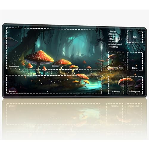 Playmat with Zones for MTG Magic The Gathering, 61.0 cmx35.6 cm Stitched TCG Trading Card Play Mat Commmander Board Game Mats Smooth Rubber Surface Battle Game Desk Mat, Enchanted Forest Mushroom Playmat with Zones for MTG Magic The Gathering, 61.0 cmx35.6 cm Stitched TCG Trading Card Play Mat Commmander Board Game Mats Smooth Rubber Surface Battle Game Desk Mat, Enchanted Forest Mushroom von BWEGRHE