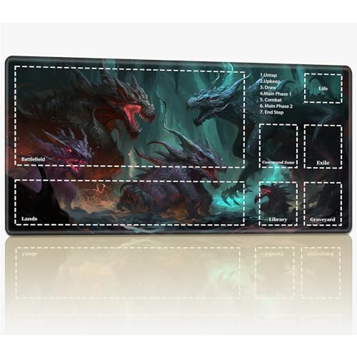 Playmat with Zones for MTG Magic The Gathering, 61.0 cmx35.6 cm Stitched TCG Trading Card Play Mat Commmander Board Game Mats Smooth Rubber Surface Battle Game Desk Mat, Fierce Dragon Playmat with Zones for MTG Magic The Gathering, 61.0 cmx35.6 cm Stitched TCG Trading Card Play Mat Commmander Board Game Mats Smooth Rubber Surface Battle Game Desk Mat, Fierce Dragon von BWEGRHE