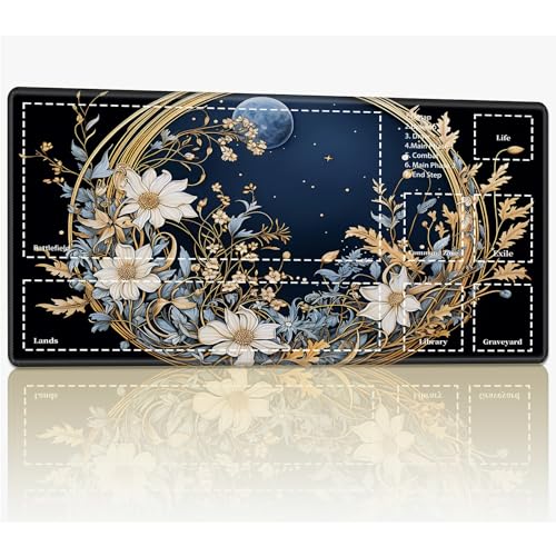 Playmat with Zones for MTG Magic The Gathering, 61.0 cmx35.6 cm Stitched TCG Trading Card Play Mat Commmander Board Game Mats Smooth Rubber Surface Battle Game Desk Mat, Flower Moon Playmat with Zones for MTG Magic The Gathering, 61.0 cmx35.6 cm Stitched TCG Trading Card Play Mat Commmander Board Game Mats Smooth Rubber Surface Battle Game Desk Mat, Flower Moon von BWEGRHE
