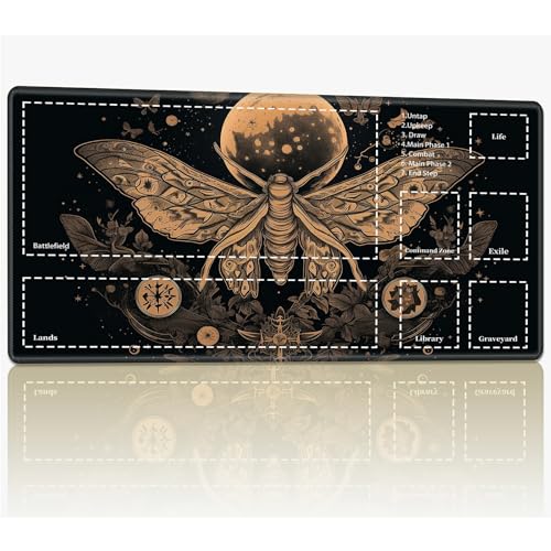 Playmat with Zones for MTG Magic The Gathering, 61.0 cmx35.6 cm Stitched TCG Trading Card Play Mat Commmander Board Game Mats Smooth Rubber Surface Battle Game Desk Mat, Goth Moth Playmat with Zones for MTG Magic The Gathering, 61.0 cmx35.6 cm Stitched TCG Trading Card Play Mat Commmander Board Game Mats Smooth Rubber Surface Battle Game Desk Mat, Goth Moth von BWEGRHE