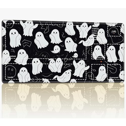 Playmat with Zones for MTG Magic The Gathering, 61.0 cmx35.6 cm Stitched TCG Trading Card Play Mat Commmander Board Game Mats Smooth Rubber Surface Battle Game Desk Mat, Halloween Cute Ghost Playmat with Zones for MTG Magic The Gathering, 61.0 cmx35.6 cm Stitched TCG Trading Card Play Mat Commmander Board Game Mats Smooth Rubber Surface Battle Game Desk Mat, Halloween Cute Ghost von BWEGRHE