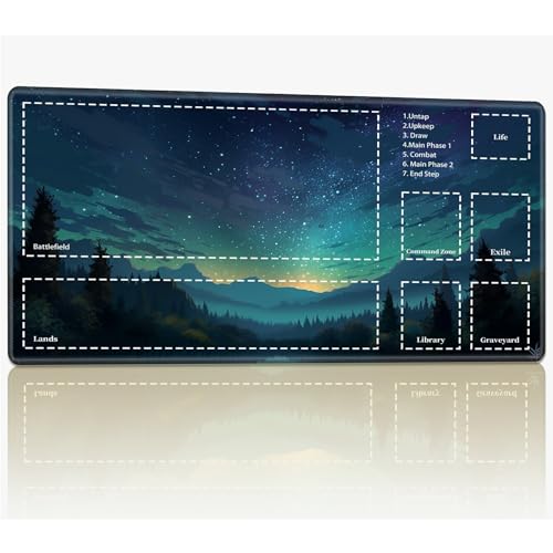 Playmat with Zones for MTG Magic The Gathering, 61.0 cmx35.6 cm Stitched TCG Trading Card Play Mat Commmander Board Game Mats Smooth Rubber Surface Battle Game Desk Mat, Magic Starry von BWEGRHE