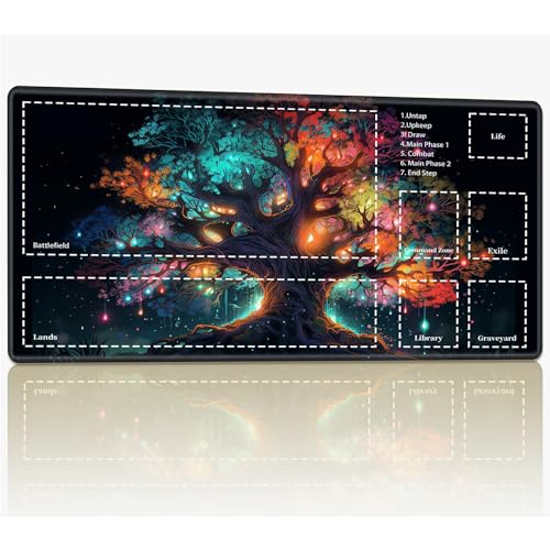 Playmat with Zones for MTG Magic The Gathering, 61.0 cmx35.6 cm Stitched TCG Trading Card Play Mat Commmander Board Game Mats Smooth Rubber Surface Battle Game Desk Mat, Magic Tree Playmat with Zones for MTG Magic The Gathering, 61.0 cmx35.6 cm Stitched TCG Trading Card Play Mat Commmander Board Game Mats Smooth Rubber Surface Battle Game Desk Mat, Magic Tree von BWEGRHE
