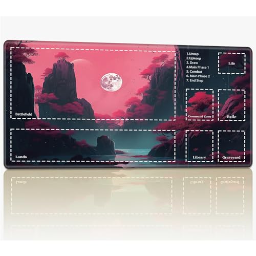 Playmat with Zones for MTG Magic The Gathering, 61.0 cmx35.6 cm Stitched TCG Trading Card Play Mat Commmander Board Game Mats Smooth Rubber Surface Battle Game Desk Mat, Moonlight Landscape Playmat with Zones for MTG Magic The Gathering, 61.0 cmx35.6 cm Stitched TCG Trading Card Play Mat Commmander Board Game Mats Smooth Rubber Surface Battle Game Desk Mat, Moonlight Landscape von BWEGRHE